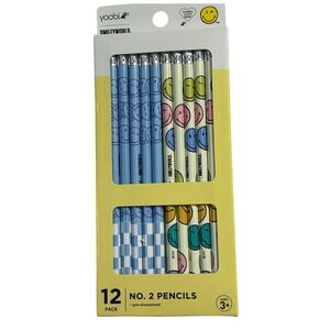 Yoobi SmileyWorld No 2‎ Pencils 12 Pack Sharpened Fun Design School Supplies